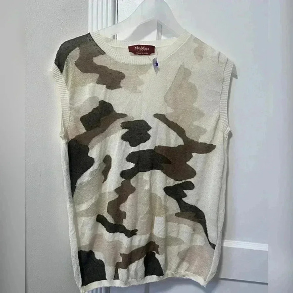 MaxMara Sheer Camo Print Blouse NEW - Picture 1 of 4